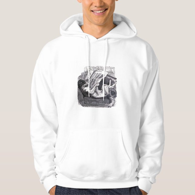 "Hundelesezeitungs-" Vintage Illustration Hoodie (Vorderseite)