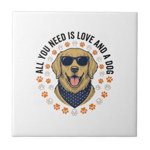 Hundeliebe Vintage Retriever Pfotenabdruck-Shirt-D Fliese