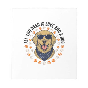 Hundeliebe Vintage Retriever Pfotenabdruck-Shirt-D Notizblock