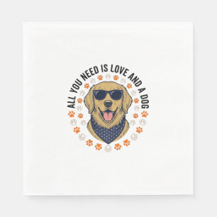Hundeliebe Vintage Retriever Pfotenabdruck-Shirt-D Serviette