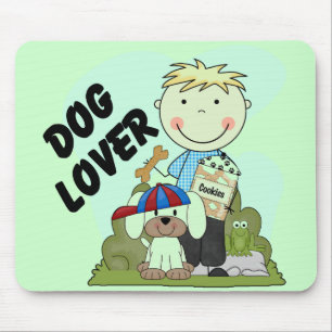 Hundeliebhaber-blonde Jungen-T-Shirts und Mousepad