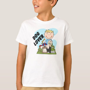 Hundeliebhaber-blonde Jungen-T-Shirts und T-Shirt