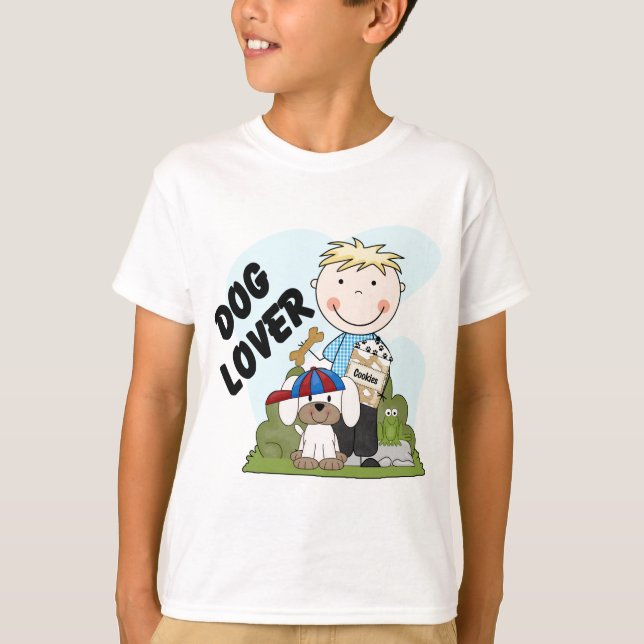 Hundeliebhaber-blonde Jungen-T-Shirts und T-Shirt (Vorderseite)