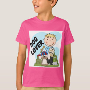 Hundeliebhaber-blonde Jungen-T-Shirts und T-Shirt