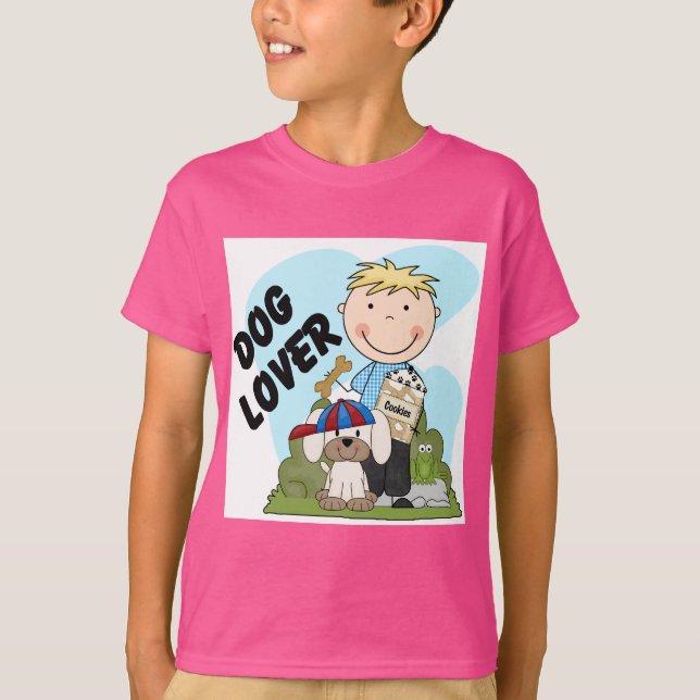 Hundeliebhaber-blonde Jungen-T-Shirts und T-Shirt (Vorderseite)