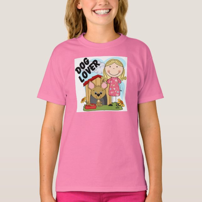 Hundeliebhaber-blonde Mädchen-T - Shirts und (Vorderseite)