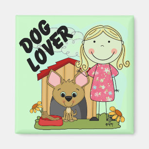 Hundeliebhaber-blonde Mädchen-T - Shirts und Magnet