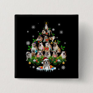 Hundeliebhaber   Bulldog Christmas Tree Ornaments Button