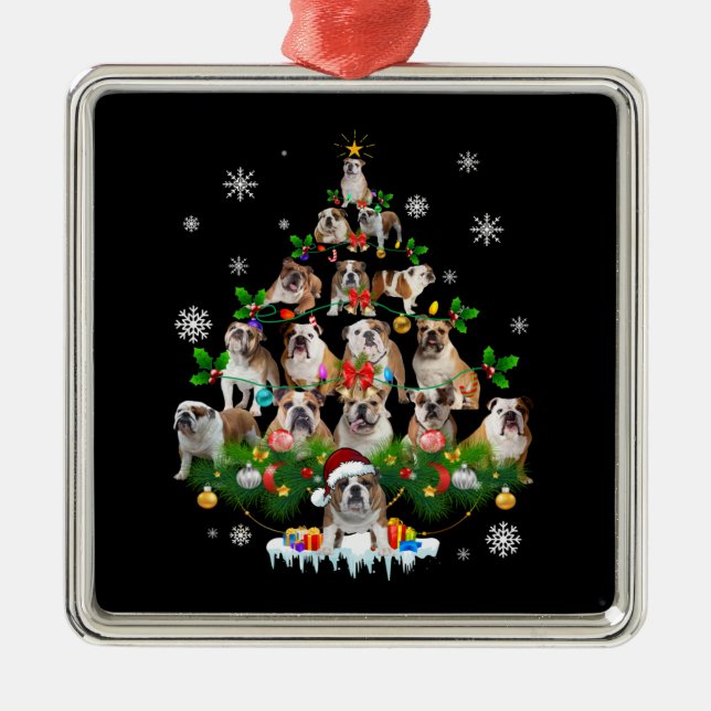 Hundeliebhaber | Bulldog Christmas Tree Ornaments Ornament Aus Metall (Vorne)