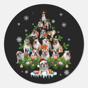 Hundeliebhaber   Bulldog Christmas Tree Ornaments Runder Aufkleber