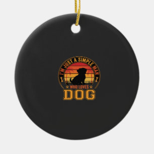 Hundeliebhaber Einfacher Mann Retro Sonnenuntergan Keramik Ornament