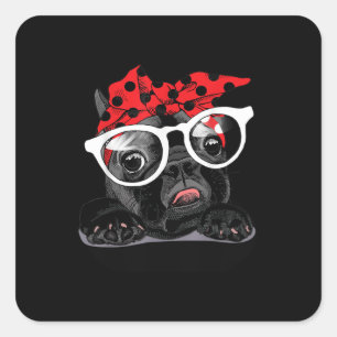 Hundeliebhaber   Französisches Bulldogportrait in  Quadratischer Aufkleber