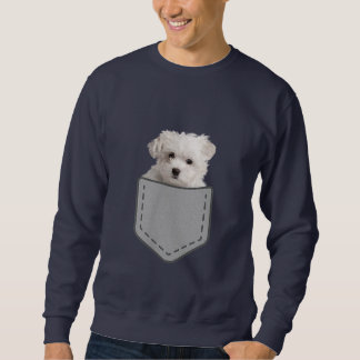 Hundeliebhaber | Malteser Welpenhund in Pocket Sweatshirt