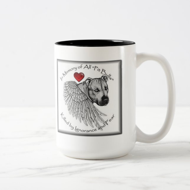 Hundeliebhaber Pitbull Denkmal-Tasse Zweifarbige Tasse (Rechts)