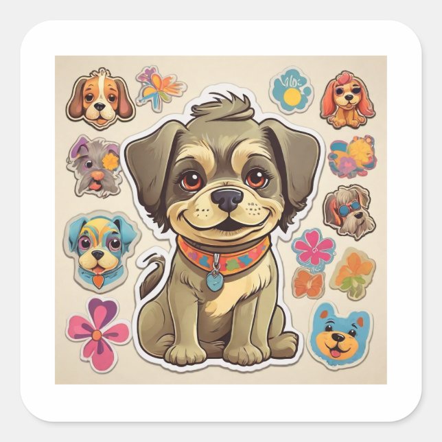 Hundeliebhaber Quadratischer Aufkleber (Vorderseite)
