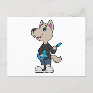 Hundem Musiker Gitarrenmusik Postkarte