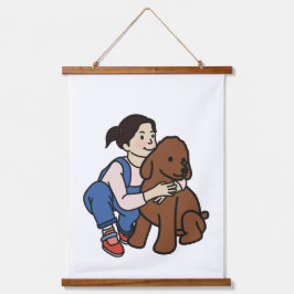 Hundemädchen Wandteppich Mit Holzrahmen