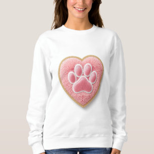 Hundemama Chenille Stickerei Sweatshirt   Herz Pfo