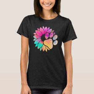 Hundemama Hund Papa Wasserfarbe Pfote Sonnenblume T-Shirt
