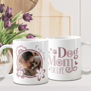 Hundemama Retro Blumen Blassrosa Benutzerfoto Kaffeetasse