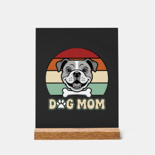 Hundemama Retro Bulldogge Vektor Acrylschild
