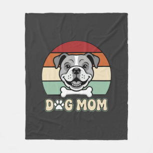 Hundemama Retro Bulldogge Vektor Fleecedecke