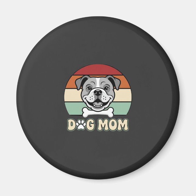 Hundemama Retro Bulldogge Vektor Magnet (Vorne)