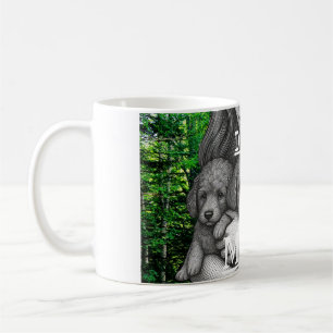 Hundemama Retro Vintage Holzschnitt Poodle Welpe Kaffeetasse