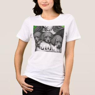 Hundemama Retro Vintage Holzschnitt Poodle Welpe Tri-Blend Shirt