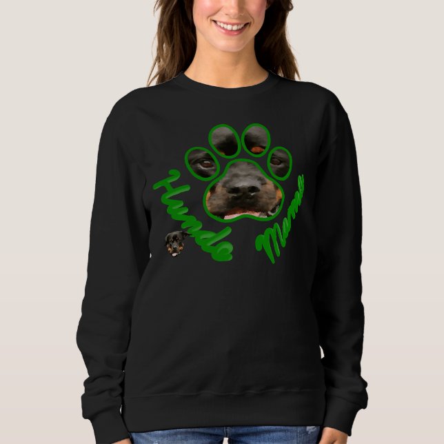 Hundemama Rottweiler Green Sweatshirt (Vorderseite)