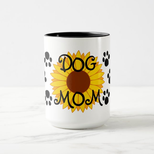 HundeMama-Sonnenblume-Tatze druckt Tasse (Zentrum)