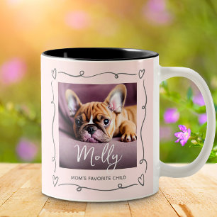 Hundemamas Lieblingskind Foto Herz-Doodles Rosa Zweifarbige Tasse