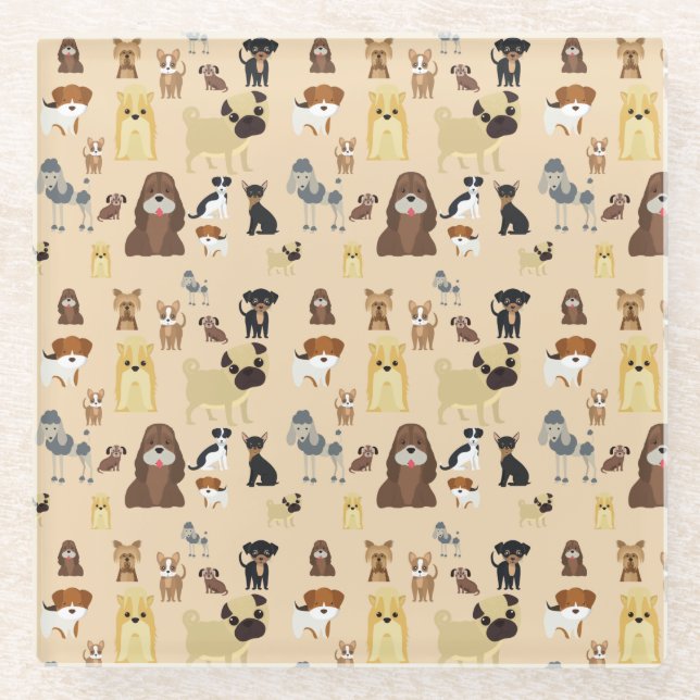 Hundemuster Glasuntersetzer (Vorderseite)