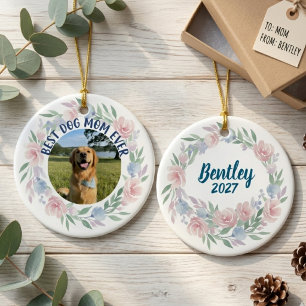 Hundemutter-Geschenk – Florales Haustierliebhaber- Keramik Ornament