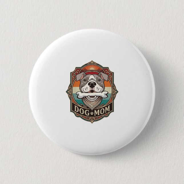 Hundemutter-Knochen-Bandana-Vintage-Rahmen_1 Button (Vorderseite)