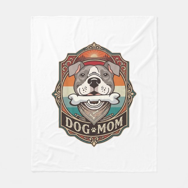 Hundemutter-Knochen-Bandana-Vintage-Rahmen_1 Fleecedecke (Vorderseite)
