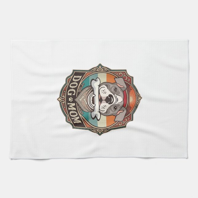 Hundemutter-Knochen-Bandana-Vintage-Rahmen_1 Geschirrtuch (Horizontal)