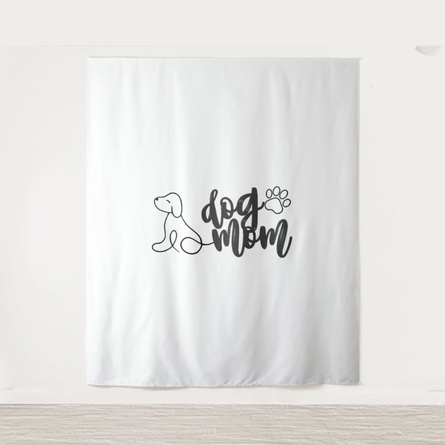 Hundemutter-Liniendesign Minimalistischer Hunde-Li Wandteppich (Vorderseite)