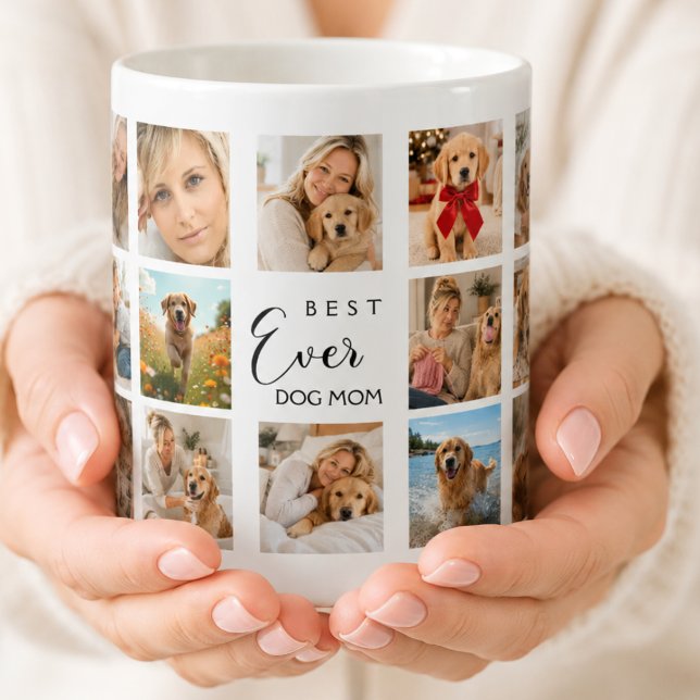 Hundemutter Mama Fotocollage weiß schwarz Kaffeetasse (Von Creator hochgeladen)