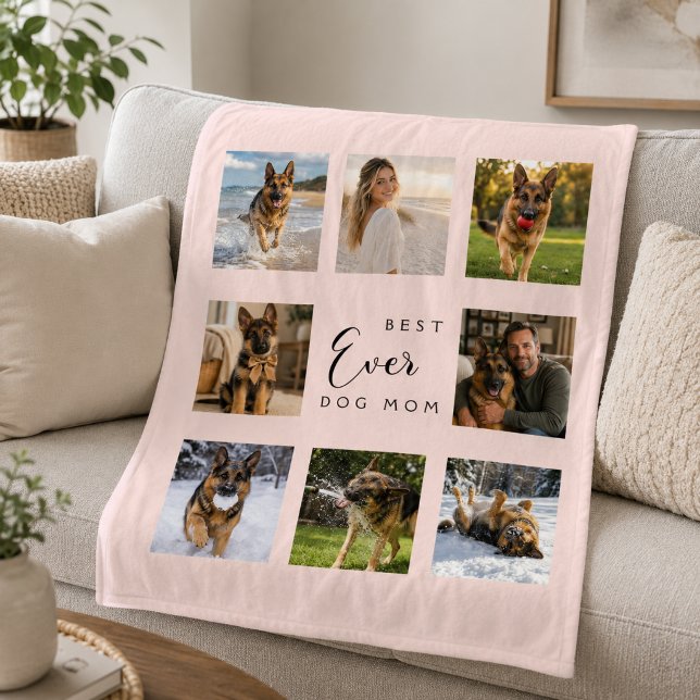 Hundemutter-Mutter-Rosé-Fotocollage Fleecedecke (Von Creator hochgeladen)