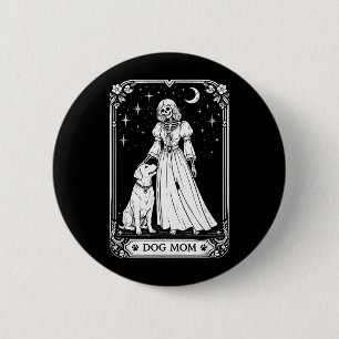 Hundemutter Tarotkarte Skelett Hexe Lustig Gruseli Button