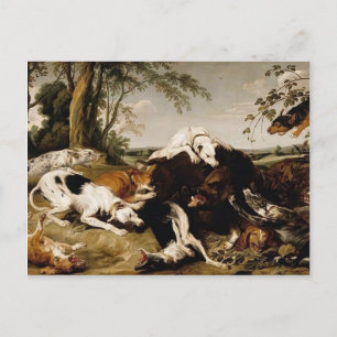 Hunden, die einen Boar von Frans Snyders hinunterk Postkarte