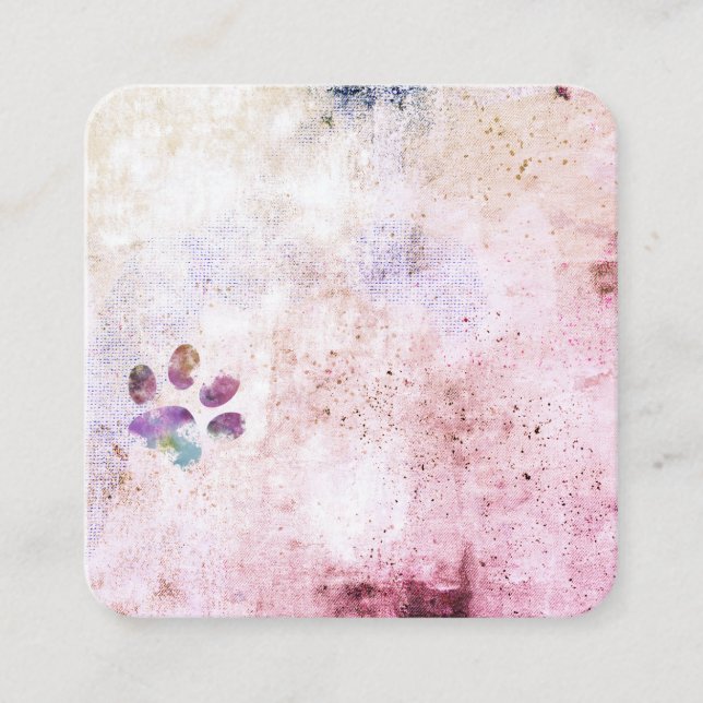 Hundepaardruck Aquarellfarbe Spritzer Farbgestaltu Quadratische Visitenkarte (Vorderseite)