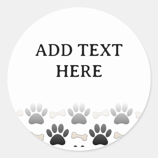 Hundepaare und -knochen mit farblosem Text Runder Aufkleber (Vorderseite)