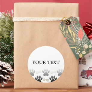 Hundepaare und -knochen mit farblosem Text Runder Aufkleber