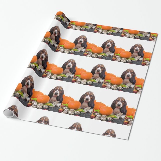 HundePackpapier Halloweens Basset Hound Geschenkpapier (Ungerollt)