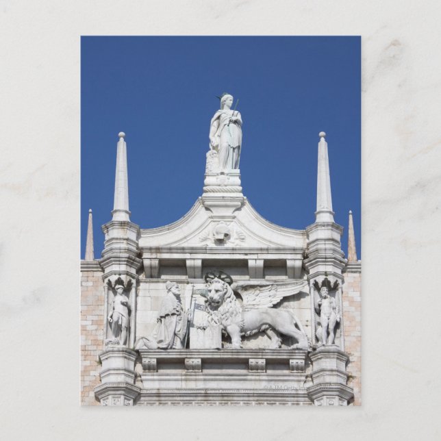 Hundepalast mit Dogenstatue vor dem Postkarte (Vorderseite)