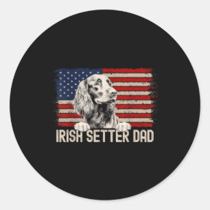 Hundepapa Ever Amerikanische Flagge - Irish Setter Runder Aufkleber