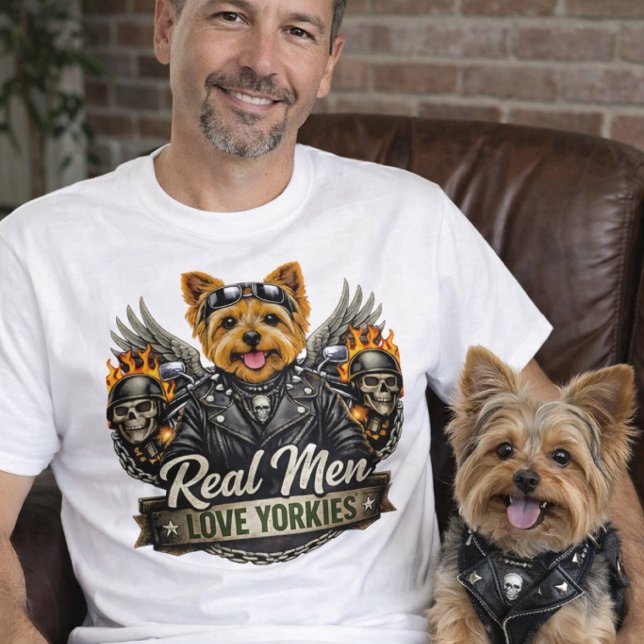 Hundepapa Yorkie Biker T-Shirt (Von Creator hochgeladen)