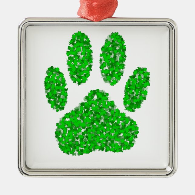 Hundepapierdrucke auf grünen Folien Ornament Aus Metall (Vorne)